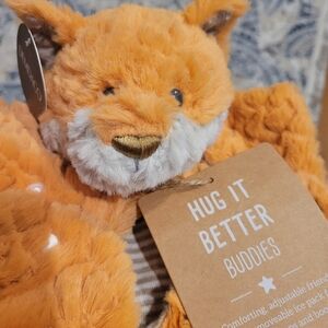 NWT Orange Plush Fox Buddy with White Face Accents with Removable Ice Pack